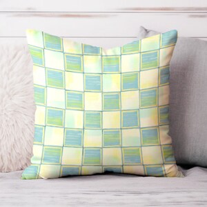 Checkered Accent Pillow Farmhouse Mint Retro Checkerboard Decorative Throw Pillow Indoor Outdoor Pillow Cover Square / Lumbar Pillow Case