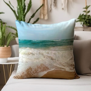 Coastal Accent Pillow Beach House Decorative Throw Pillow Gift for Surfer Ocean Indoor Outdoor Pillow Cover Sea Square / Lumbar Pillow Case