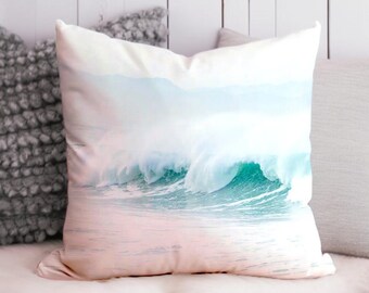 Minimalist Coastal Accent Pillow Beach House Throw Pillow Gift for Surfer Ocean Indoor Outdoor Pillow Cover Sea Square Lumbar Pillow Case