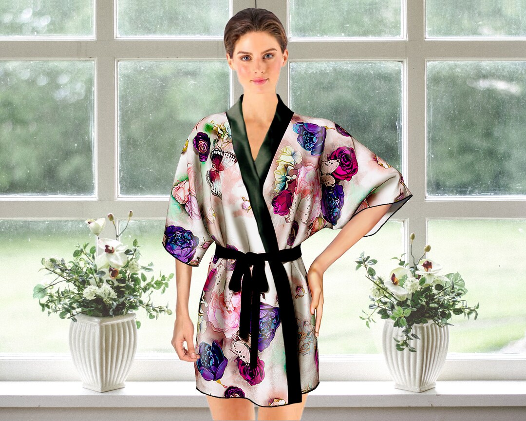 Silk Bed-to-Beach Robe FLAMBOYANT FLOWER main image 1
