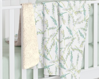 Decke Wildblumen Decke Sherpa Fleece Decke Frühling Frische Florale Decke Botanische Kinderzimmer Dekor Housewarming Geschenk
