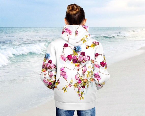 Bold Boho Floral Hoodie Wildflower Zip-up Women's Hooded