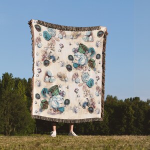 Floral Woven Blanket Farmhouse Boho Fringe Blanket 100% Cotton Wildflower Throw Blanket Tapestry Housewarming Gift for Mom
