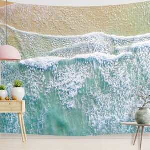 Strand Tapisserie Wandteppich an der Küste des Ozeans Strandhaus-Wanddeko für Housewarming-Geschenk für Surfer oder Fotohintergrund
