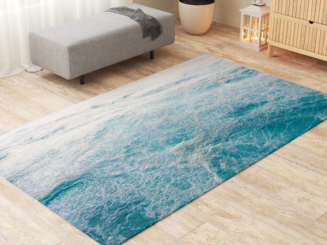 Coastal Rug Aqua Water Rugs for Living Room Housewarming Gift for ...