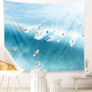 Surfing Beach Tapisserie Hawaii Beach House Decor Indoor Wandteppich, Foto Hintergrund, Housewarming Geschenk für Surfer