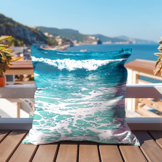 Ocean teal texture outdoor lumbar throw pillow hotsell
