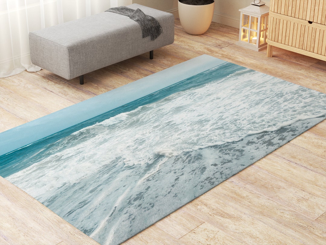 Coastal Beach Rugs for Living Room Housewarming Gift for Surfer Ocean ...