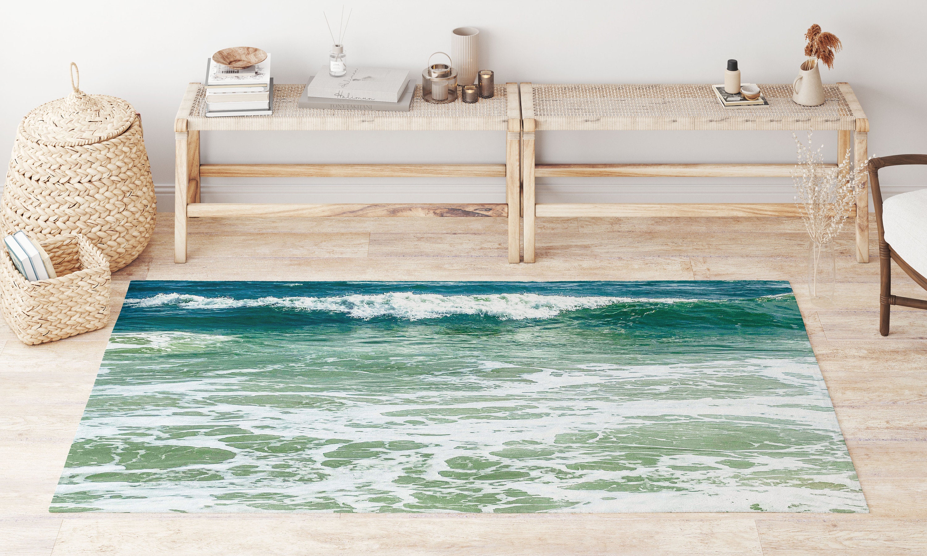Jade Green Beach Rugs Ocean Living Room Bedroom Rug. Sea Foam, Ocean ...