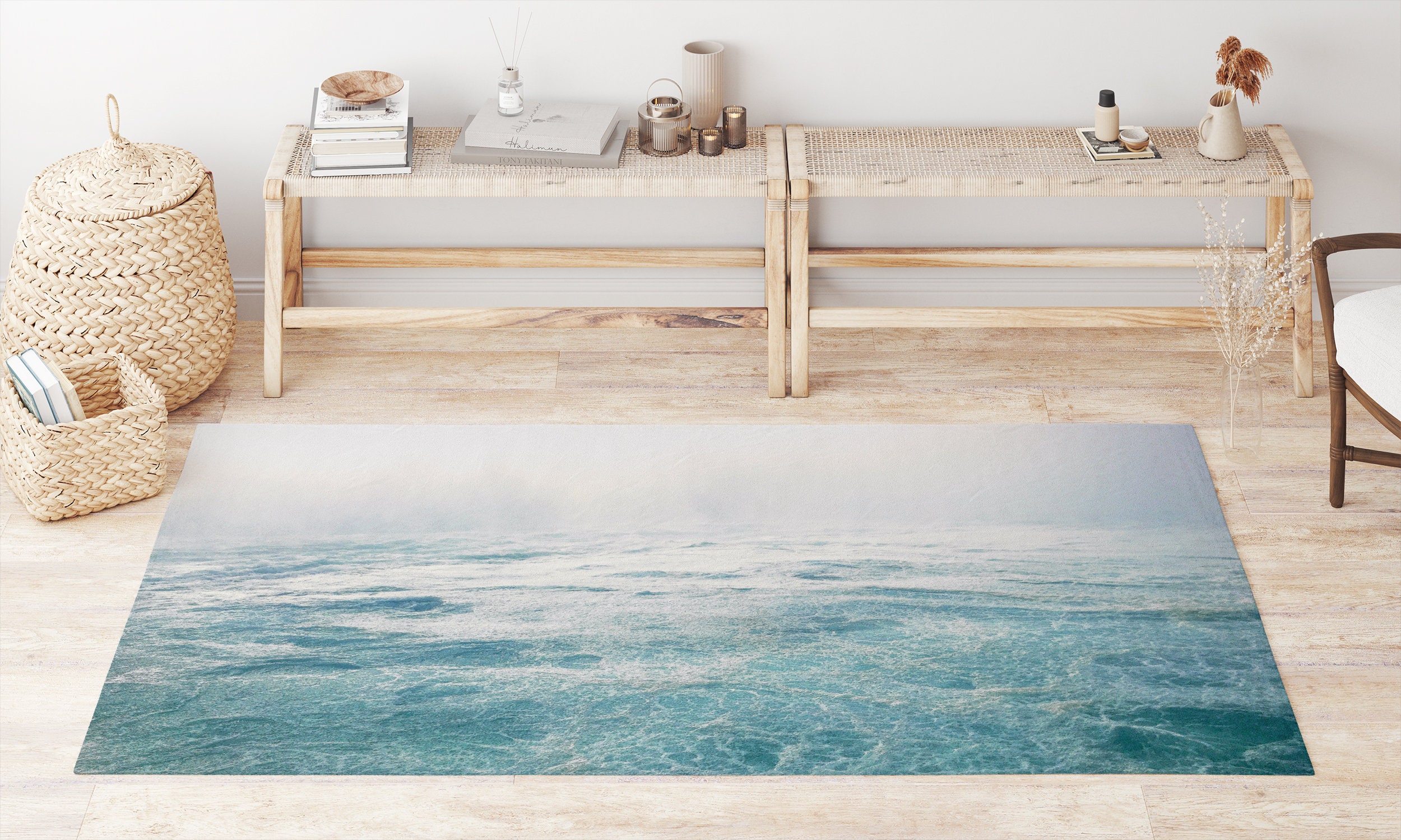 Coastal Beach Rugs for Living Room Housewarming Gift for Surfer Ocean ...