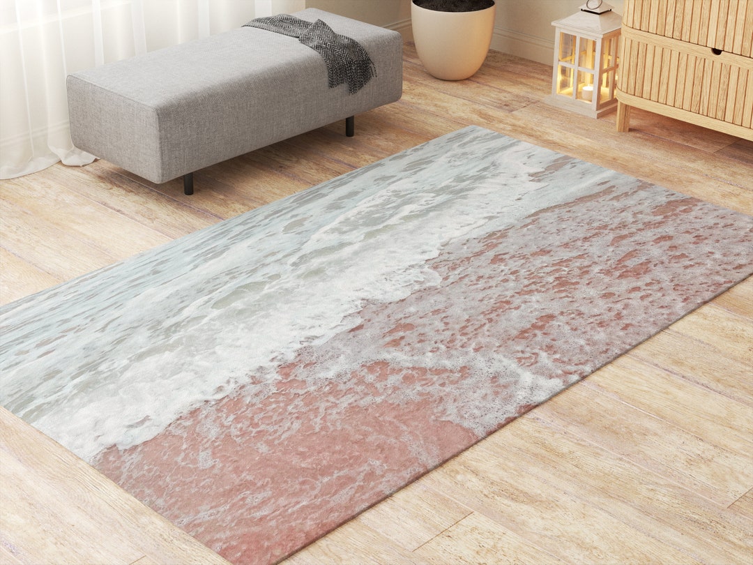 Coastal Pink Beach Rugs for Living Room Housewarming Gift for Surfer ...