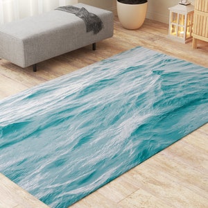 Tapetes de textura de água costeira para sala de estar, presente de inauguração para surfistas, tapetes de oceano aquático para quarto. Tapete de casa de praia
