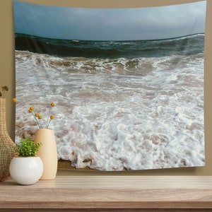 Küstenstrand Tapisserie Ozeanlandschaft Meerlandschaft Innenwandteppich Strandwanddekor für Einweihungsgeschenk für Surfer oder Fotohintergrund