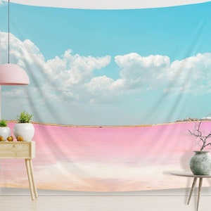 Rosa Strand Tapisserie Pastell Strand Sea Foam Indoor Wandteppich Strand Wanddeko für Housewarming Geschenk für Surfer oder Foto Hintergrund