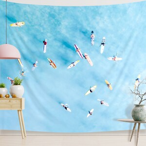 Surfing Beach Tapestry Hawaii Beach House Decor Indoor Wall Tapestry, Photo Backdrop, Housewarming Gift for Surfers