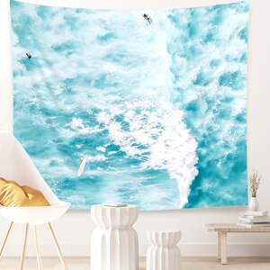 Surfing Beach Tapestry Hawaii Beach House Decor Indoor Wall Tapestry, Photo Backdrop, Housewarming Gift for Surfers