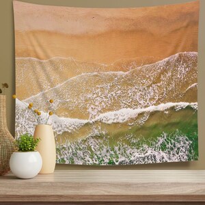 Beach Tapestry Ocean Coastal Indoor Wall Tapestry Beach House Wall Decor for Housewarming Gift for Surfers or Photo Backdrop