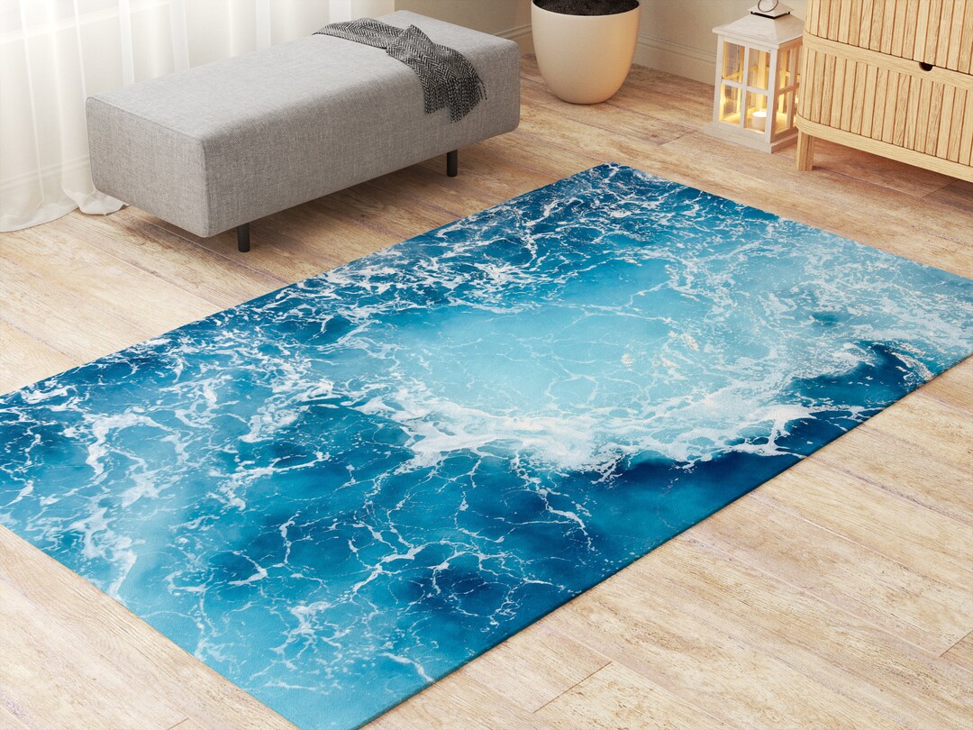 Water Rug Design Nautical Rug Water Texture Rugs for Living Room Housewarming Gift for ...