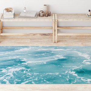 Water Print Rug Coastal Rug Water Texture Rugs for Living Room Housewarming Gift for ...