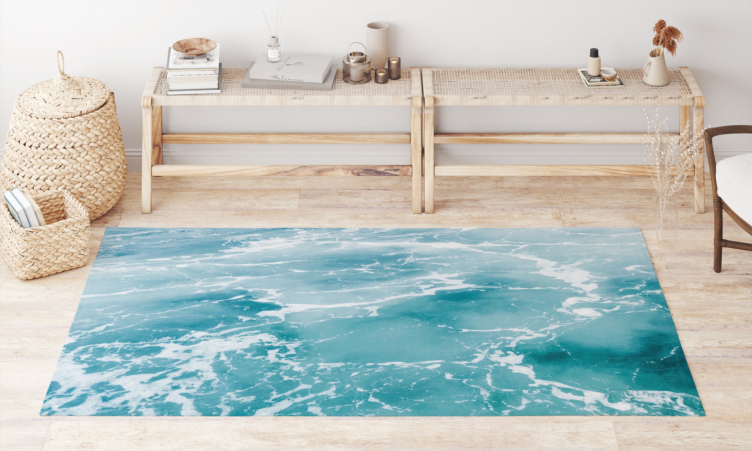 Water Rug Design Coastal Rug Water Texture Rugs for Living Room Housewarming Gift for ...