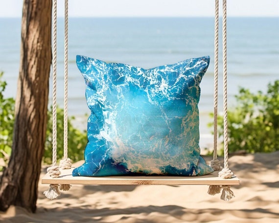 Nautical Accent Pillow Coastal Beach House Throw Pillow Sea Foam Gift for Surfer Ocean Indoor Outdoor Pillow Cover Square Lumbar Pillow Case Etsy