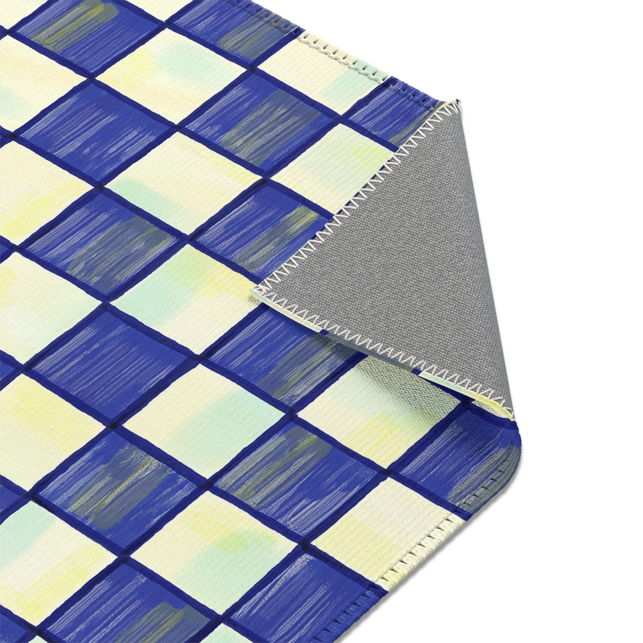 Retro Checkered Rugs Royal Blue Living Room Bedroom Rug. Retro 70's ...