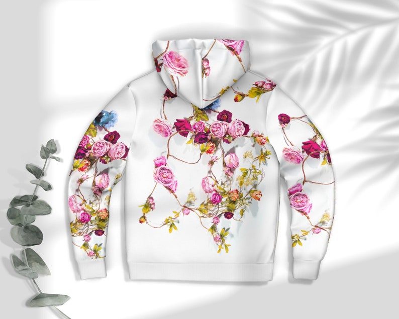 Sudadera con capucha y estampado floral bohemio atrevido para mujer, chaqueta con capucha y cremallera con flores silvestres, para otoño, invierno y primavera, con forro polar, regalo para ella, tallas XS a 4XL imagen 5
