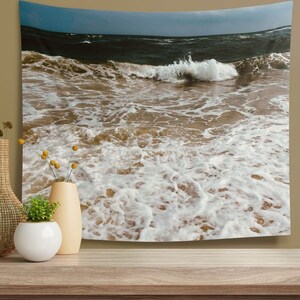 Küstenstrand Tapisserie Ozeanlandschaft Meerlandschaft Innenwandteppich Strandwanddekor für Einweihungsgeschenk für Surfer oder Fotohintergrund