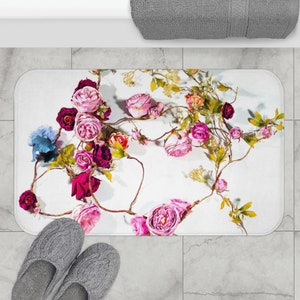 Floral Bath Mat Bold Boho Flower Wildflower Non-Slip Memory foam Bath Mat Bohemian Girl&#39;s Bathroom Decor Housewarming Gift