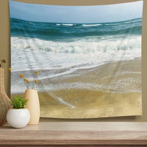 Küstenstrand Tapisserie Ozeanlandschaft Meerlandschaft Innenwandteppich Strandwanddekor für Einweihungsgeschenk für Surfer oder Fotohintergrund