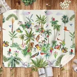 Blanket Tropical Jungle Blanket Sherpa Fleece Blanket Palm Tree Forest throw Blanket Tropical Nursery Decor Housewarming Gift
