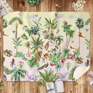 Tropical Jungle Blanket Nursery Decor Sherpa Fleece Blanket Palm Tree Forest throw Blanket Tropical Housewarming Gift