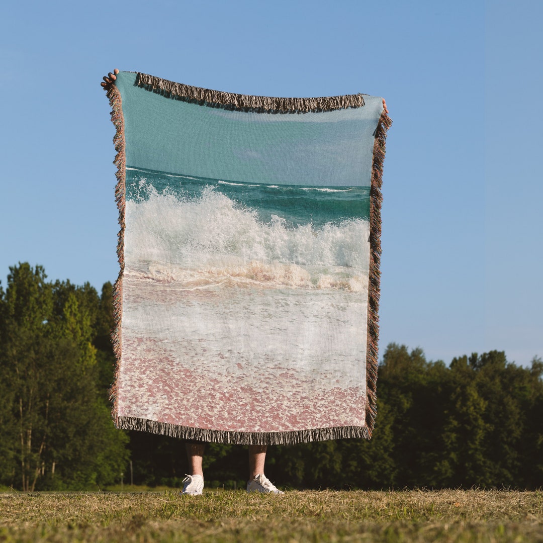 Beach Pink Pattern Print Hooded Blanket