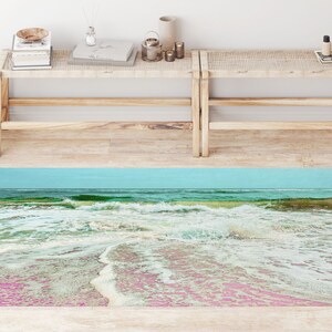 Pink Beach Rug Danish Pastel Pink & Blue Ocean Living Room Bedroom Rug ...
