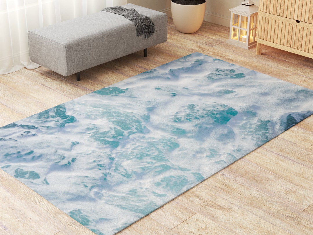 Water Rug Design Coastal Rug Water Texture Rugs for Living Room Housewarming Gift for ...