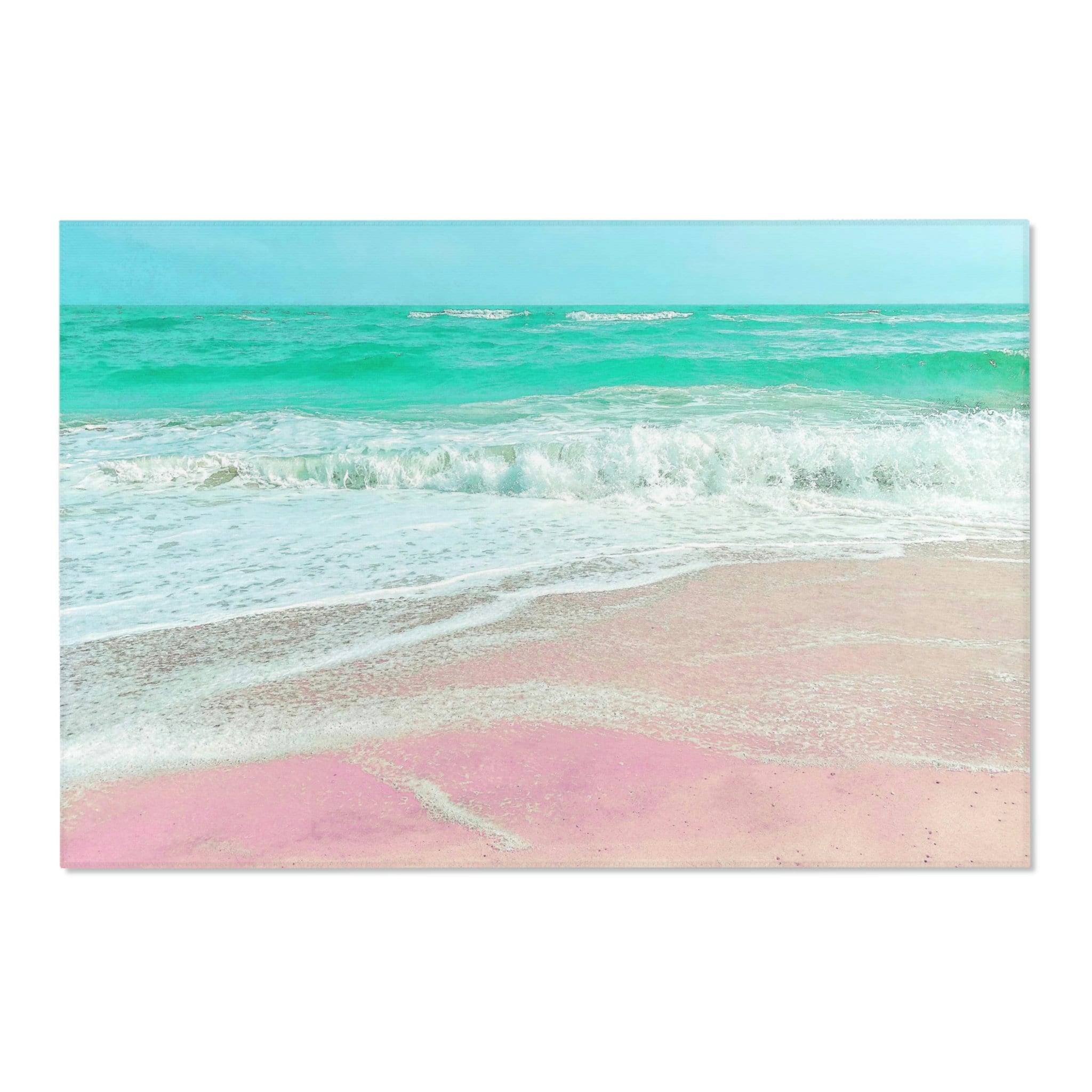 Pink Beach Rug Danish Pastel Pink & Blue Ocean Living Room Bedroom Rug ...