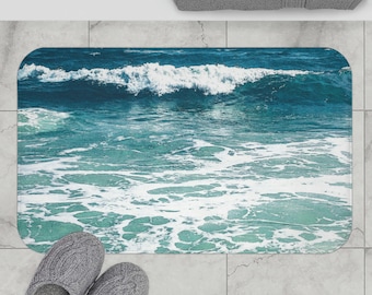 Alfombrilla de baño de espuma viscoelástica antideslizante Aqua Ocean para decoración de baño o regalo de inauguración de la casa