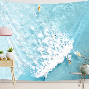 Surfing Beach Tapisserie Hawaii Beach House Decor Indoor Wandteppich, Foto Hintergrund, Housewarming Geschenk für Surfer