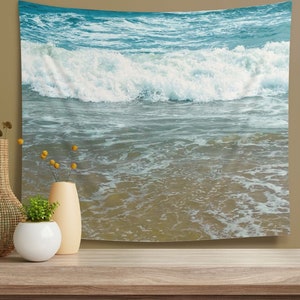 Küstenstrand Tapisserie Ozeanlandschaft Meerlandschaft Innenwandteppich Strandwanddekor für Einweihungsgeschenk für Surfer oder Fotohintergrund