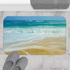 Ozean-Strand-Badematte. Rutschfeste Memory-Schaum-Küstenbadematte für Badezimmerdekor oder Einweihungsgeschenk