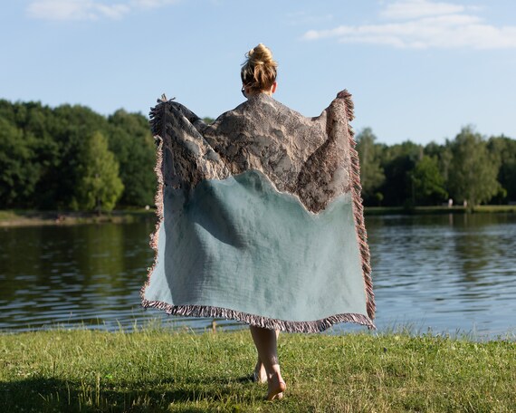 Woven blanket with fringe sale