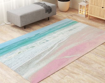 Coastal Rug Aqua Water Rugs for Living Room Housewarming Gift for