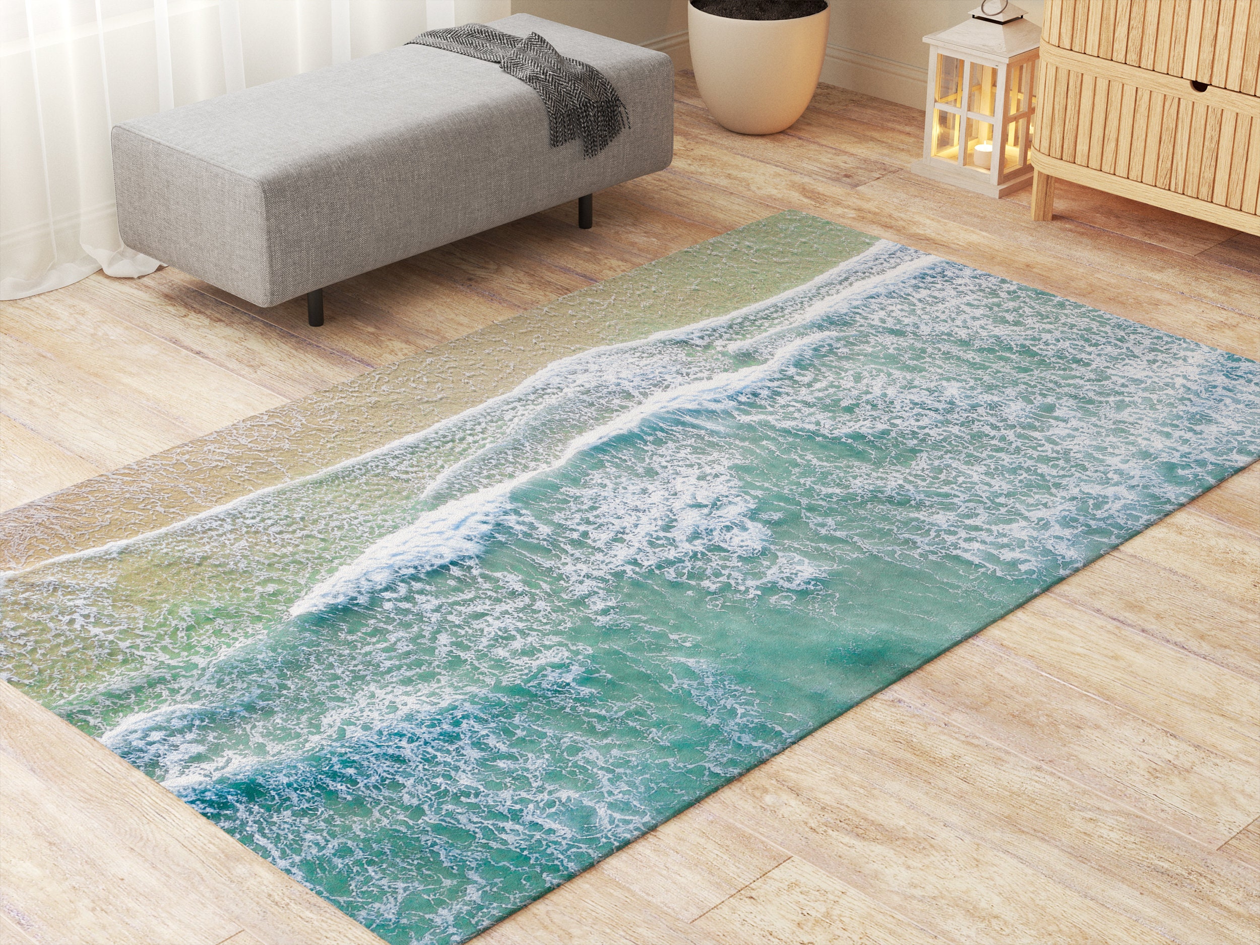 Coastal Beach Rugs Housewarming Gift for Surfer Ocean Coastal Living ...