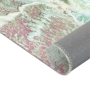 Pink Beach Rug Danish Pastel Pink & Blue Ocean Living Room Bedroom Rug ...