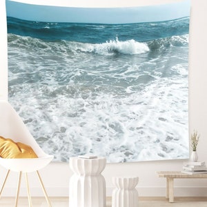 Küstenstrand Tapisserie Ozeanlandschaft Meerlandschaft Innenwandteppich Strandwanddekor für Einweihungsgeschenk für Surfer oder Fotohintergrund
