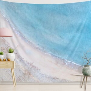 Beach Tapestry Ocean Coastal Indoor Wall Tapestry Beach House Wall Decor for Housewarming Gift for Surfers or Photo Backdrop