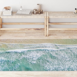 Coastal Beach Rugs Housewarming Gift for Surfer Ocean Coastal Living Room Bedroom Rug. Beach House Rug