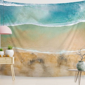 Strand Tapisserie Wandteppich an der Küste des Ozeans Strandhaus-Wanddeko für Housewarming-Geschenk für Surfer oder Fotohintergrund