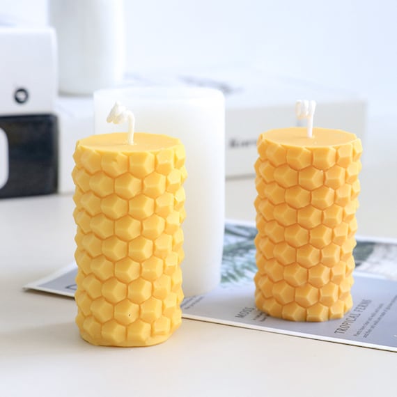 Geometric Honeycomb Cylindrical Candle Silicone Mold DIY Gypsum Ice Cement Molds  Candle Making Home Decor 