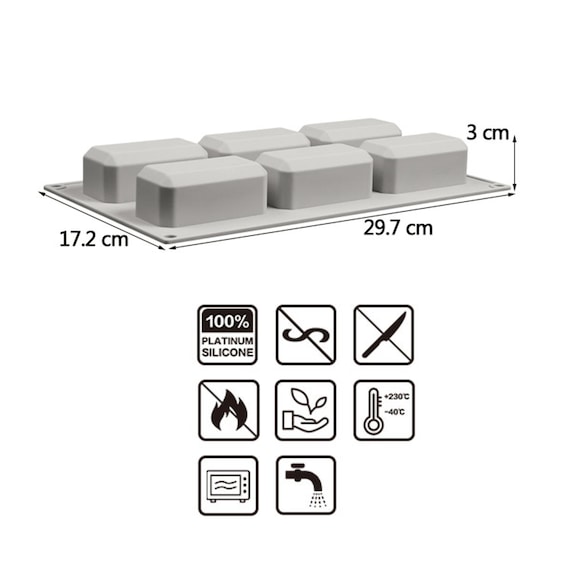 6 Cavity Silicone Soap Molds Square Rectangle Shape Handmade Soap